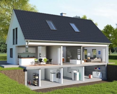 3D model of a house showing all rooms